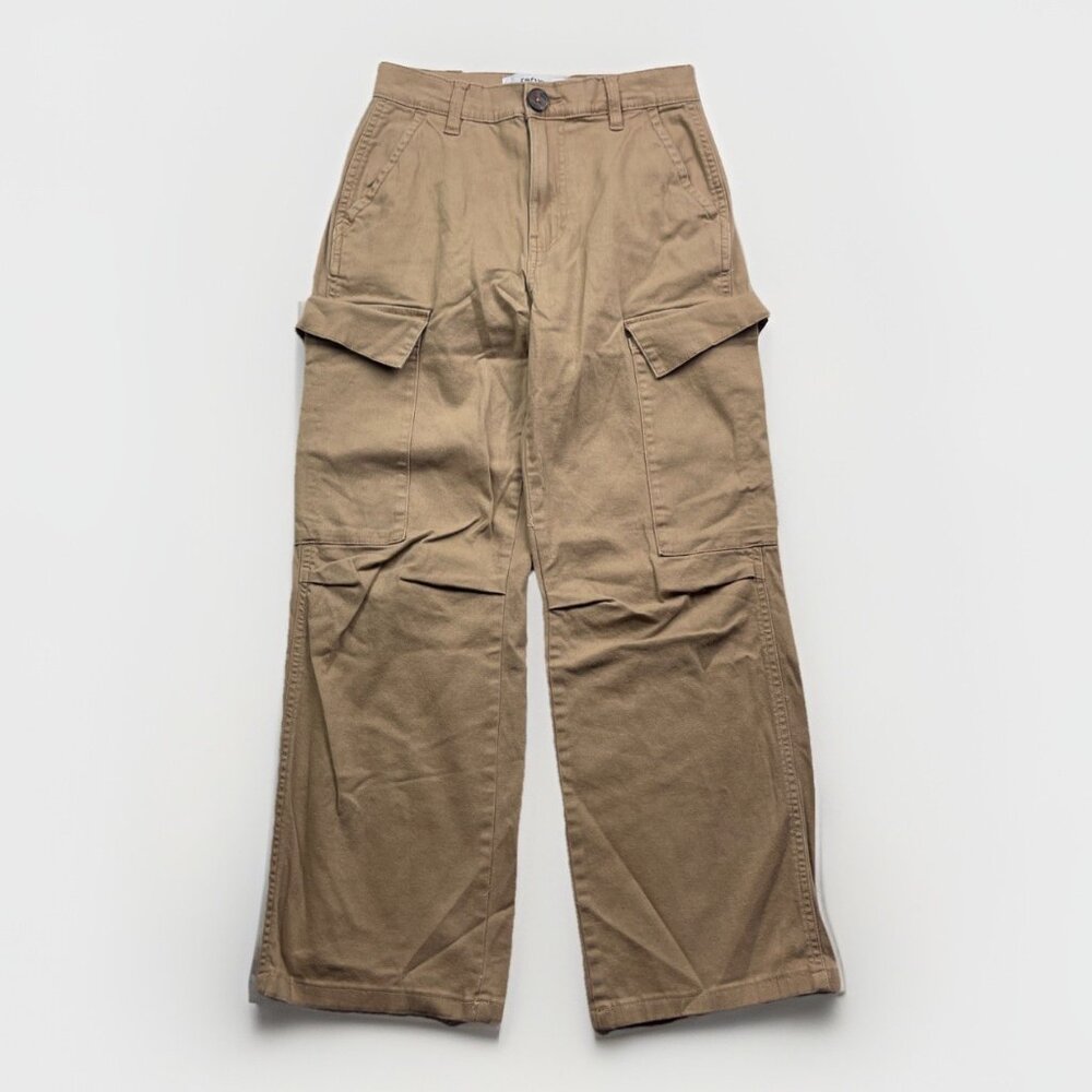 Y2K Refuge Cargo Trousers Women XS Skater Workwear Canvas Pants Tan Brown